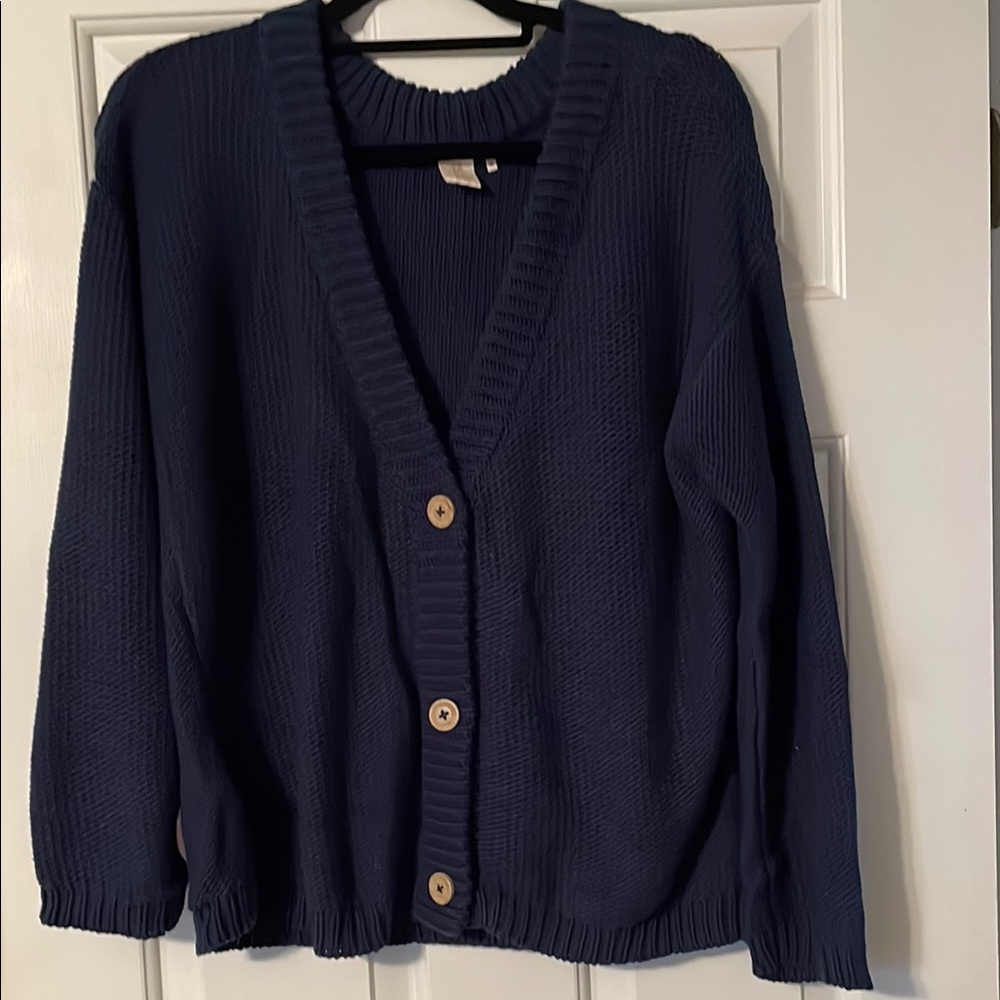 Navy Blue Cardigan with Wooden Buttons